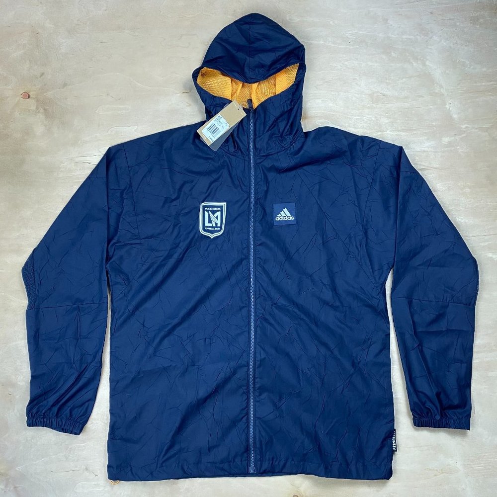 Adidas LA Football Club Navy Primeblue Full-Zip Hooded Jacket Men's Size Medium
